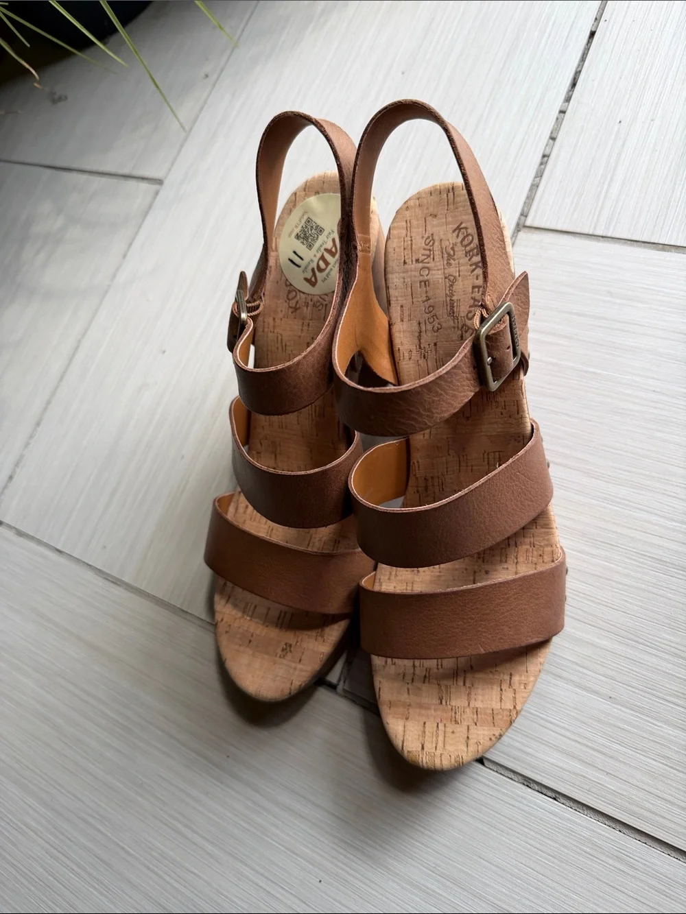 Kork-Ease Brown Leather Platform Cork Sandals